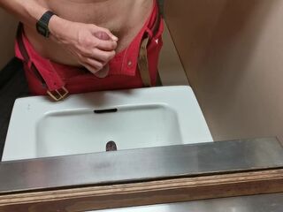 Peeing & Masturbating in Public Washroom Sink