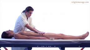 Brunette sexy girl Adrien first time massaged