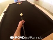 POVD Pool table masturbation and fuck with brunette Samantha Hayes