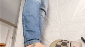 A Shoejob in VansSlip on sneakers - Sneaker fetish, CBT and Cockcrush in worn and dirty Vans Slip Ons - slave cam edit and Giantess Scenes - HD
