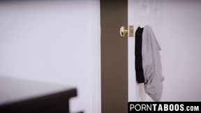 Teen with big natural tits rides her black step cousins dick