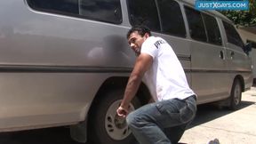 Horny boy sucks a chunky cock before getting fucked hard