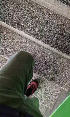 Thick Bulgarian dick gets hard in the neighborhood, then cuming in the entrance of a building