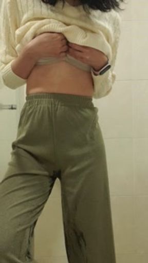 Desperate pee holding wetting myself and cumming through my favorite pant