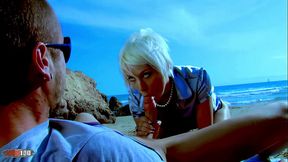 French whore Milky Cooper fucked in the ass at the beach