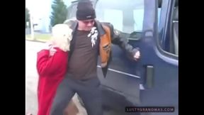 Granny Dora gets taken and fucked in van