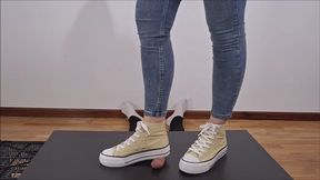 Sneakers on the cockbox