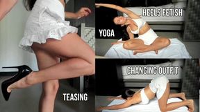 Breath practice, yoga, teasing, changing outfit, having coffee - live stream