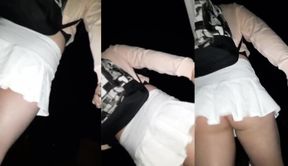 Sissy walks to the gym in the dark humiliated and dripping
