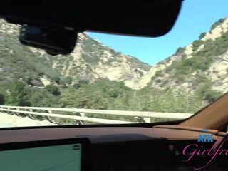 Car ride with Gigi Sweets and her MASSIVE breasts out and rubbing that juicy twat