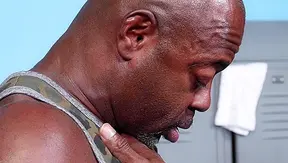 ExtraBigDicks Ebony Daddy Pounds Hairy White Pup Raw