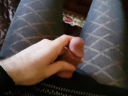 Trans Jerking Big Cock Masturbate during work. Cumshot Boy on Nylon.