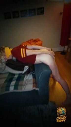 Jack Off To My Wife As She Strips Out Of A Cheerleader Outfit and Shows Off