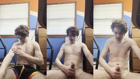 hot twink niko springs cums hard on his stomach after hot jerk off session