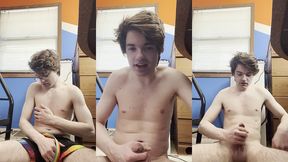 hot twink niko springs cums hard on his stomach after hot jerk off session