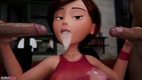 Helen Parr - deep throat and creampie