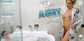 Anal craving Julia Pink loves to share a bath with her nephew