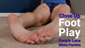 Close Up Foot Play With Ass and Purple Lace Bikini Panties - Kylie Jacobsx - MP4 720p HD