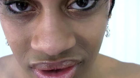 Black Shemale with big lips gets her ebony meat jerked in P-O-V