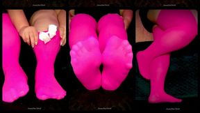 BBW in Pink Thigh High Nylon Stockings SweetFootWork POV Foot Worship Full Length Video – Cum Give My Big Size 11W Feet All Your Attention and Enjoy My Big Strong Legs and Feet in Pretty Thigh Highs – No Talking