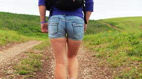 56 - Short Denim Shorts, You Won&#039;t Be Able to Take Your Eyes off Me While I&#039;m Walking Outdoors!