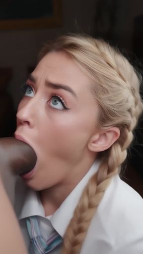 sucking cock, A sexy Caucasian blonde British, video created by AI
