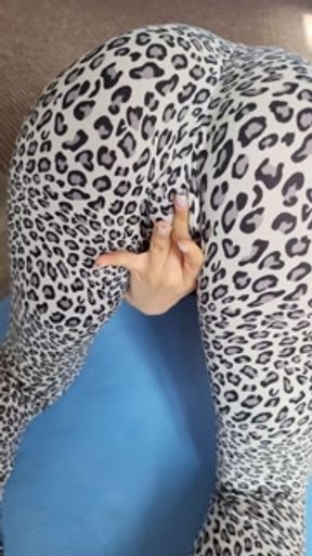 Caressing my wet and tender pussy through my leggings