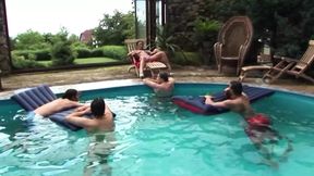 Hardcore gangbang with this sexy beauty milf in the pool