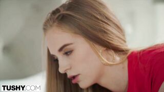 TUSHY Thin Blonde College Student Has Unforgettable First Anal Experience