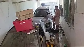 Lesbian doing 100% anal in the workshop.