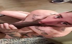 Tattooed spanish dude having fun with a huge straight black cock