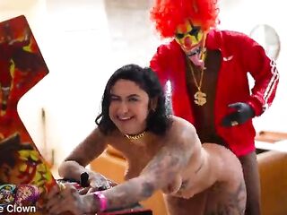 Small CHICK Gets Torn To SHREDS BY THE LARGE COCK CLOWN LOVER
