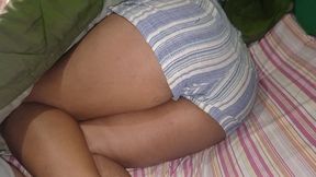 Massaging my big ass, my brunette mother-in-law with a big ass