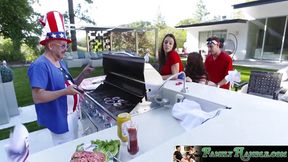 MILF and Teen Brunette share member in wild threesome