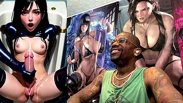 Jerking Off Tifa In The Urinal While She Cums And Begs, AI Generated