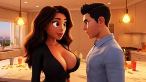 Hot Curvy Married Brazilian Wife Secretly Fucked by Young Neighbor in Kitchen Before Guests Arrive (ai Generated)