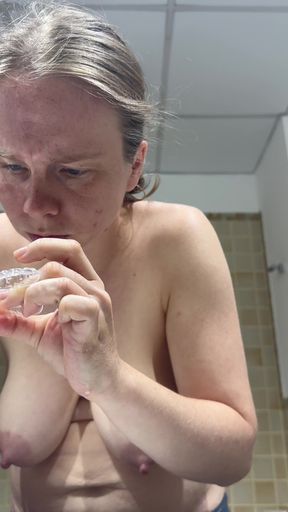 Teen Brushes Her Teeth and Puts on Her Retainers
