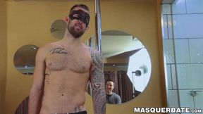 Straight tattoed dude Randy knows what to do with his giant penis