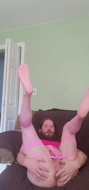 Cross dressesd, teasing, fingering and stroking until I cum