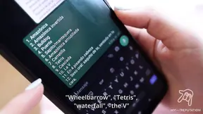 Cute blonde girl laughs while enjoying sex games with her partner