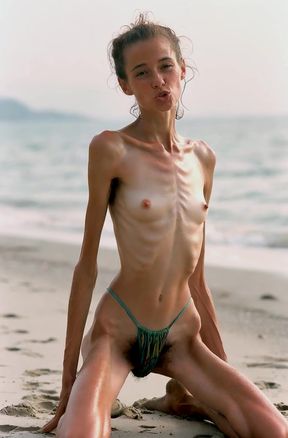 Hairy and skinny beach babes go wild