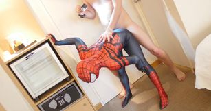 Caroline de Jaie anal for spider girl zentai encasement