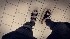 I show my feet while shopping - public crosssdressing