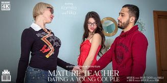 Mature teacher has a date with a young couple