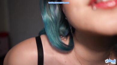 Blue Hair Khalamite PAWG Egirl Chokes Dildo JOI Gushes POV Destroyed