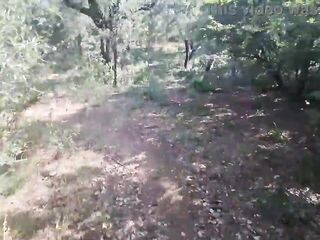 Outdoor camper gets inner creampie in public forest