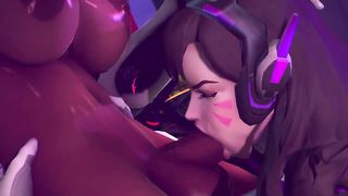 D.Va Sucks Futa Symm off while Tracer Watches by Rentegra (looped, Sound)