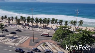 Goddess Kiffa - Copacabana Beach Public Foot worship and Footjob - FOOT WORSHIP - FOOTJOB