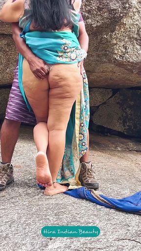 Indian Couple Romance in Outdoor - Saree Sex - Saree Lifted up and Ass Spanked