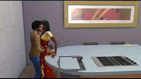 Salu Aunty Shaving and Fucking In Her Red Saree and Purple Panty